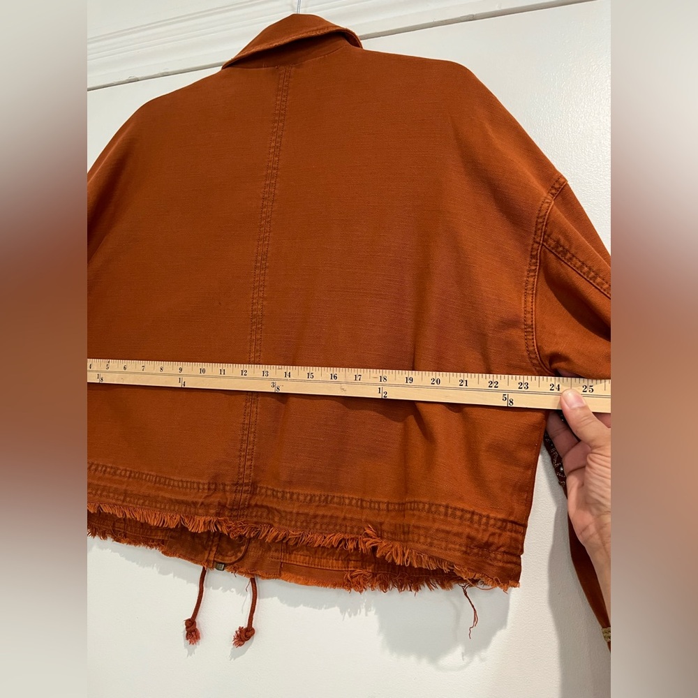 Free People‎ Burnt Orange Cropped Studded Military Jacket Sz. M - Picture 10 of 10